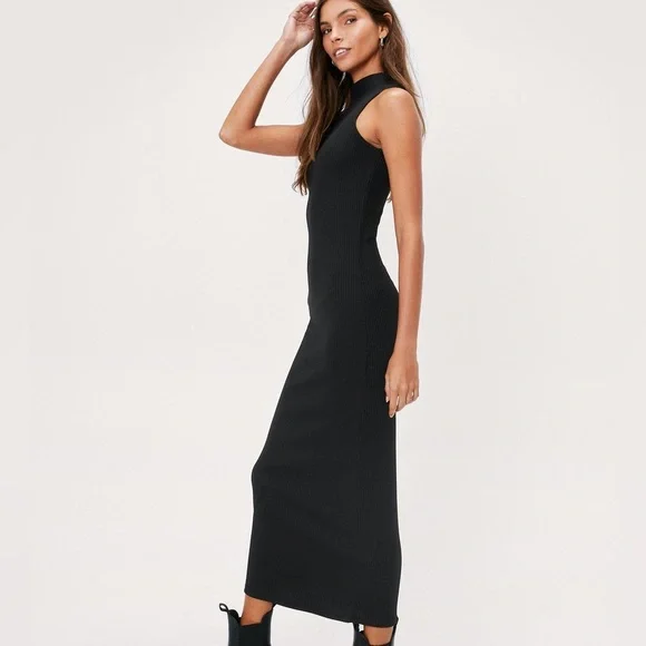 strapless open back dress Ribbed Mock Neck Long Sleeve Bodycon Midi Dress A Whole World Of Good
